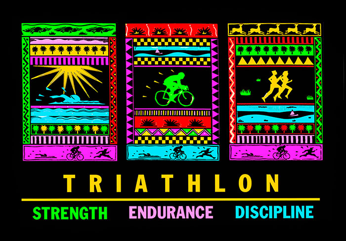 Triathlon Print by Phil Dynan