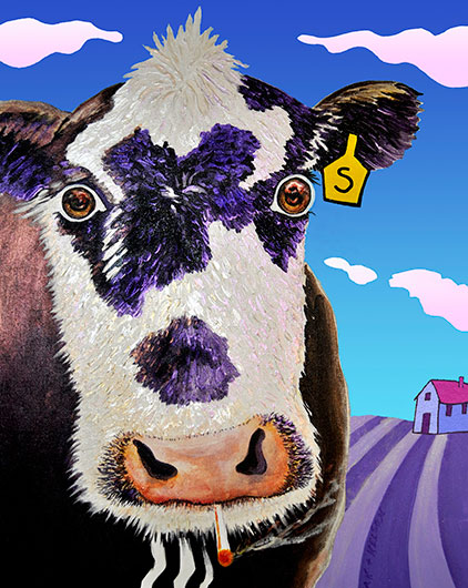 Cow in Lavender Field