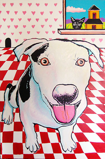 Dog in ice cream parlour