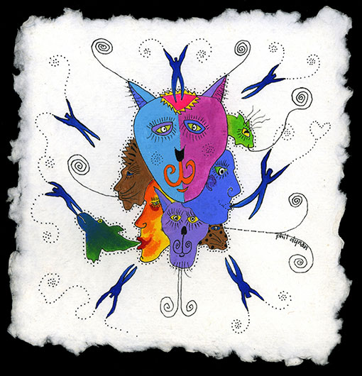 Blue men escaping cat mind