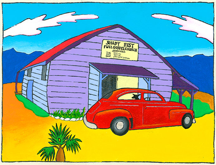 painting of rural church