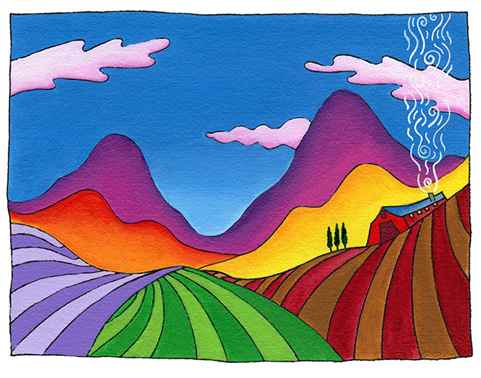 Painting of rural scene